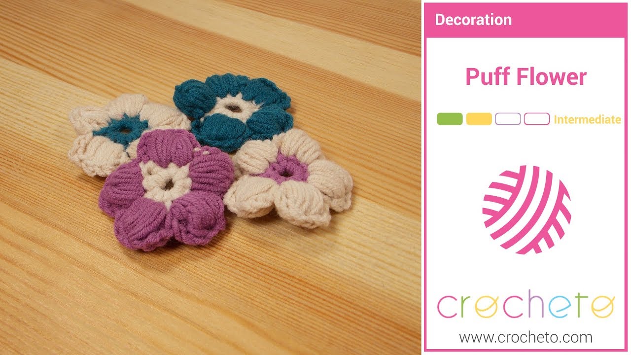Learn how to Crochet Puff Crochet Flower YouTube