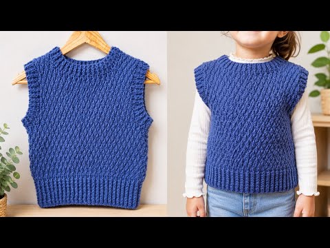 🥰Lindo Chaleco tejido para NIÑO Y NIÑA a crochet - invierno‼
