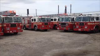 FDNY Storage Lot That Houses Engines & Ladders That Are Being Fixed, Stored, Retired, Or Scrapped