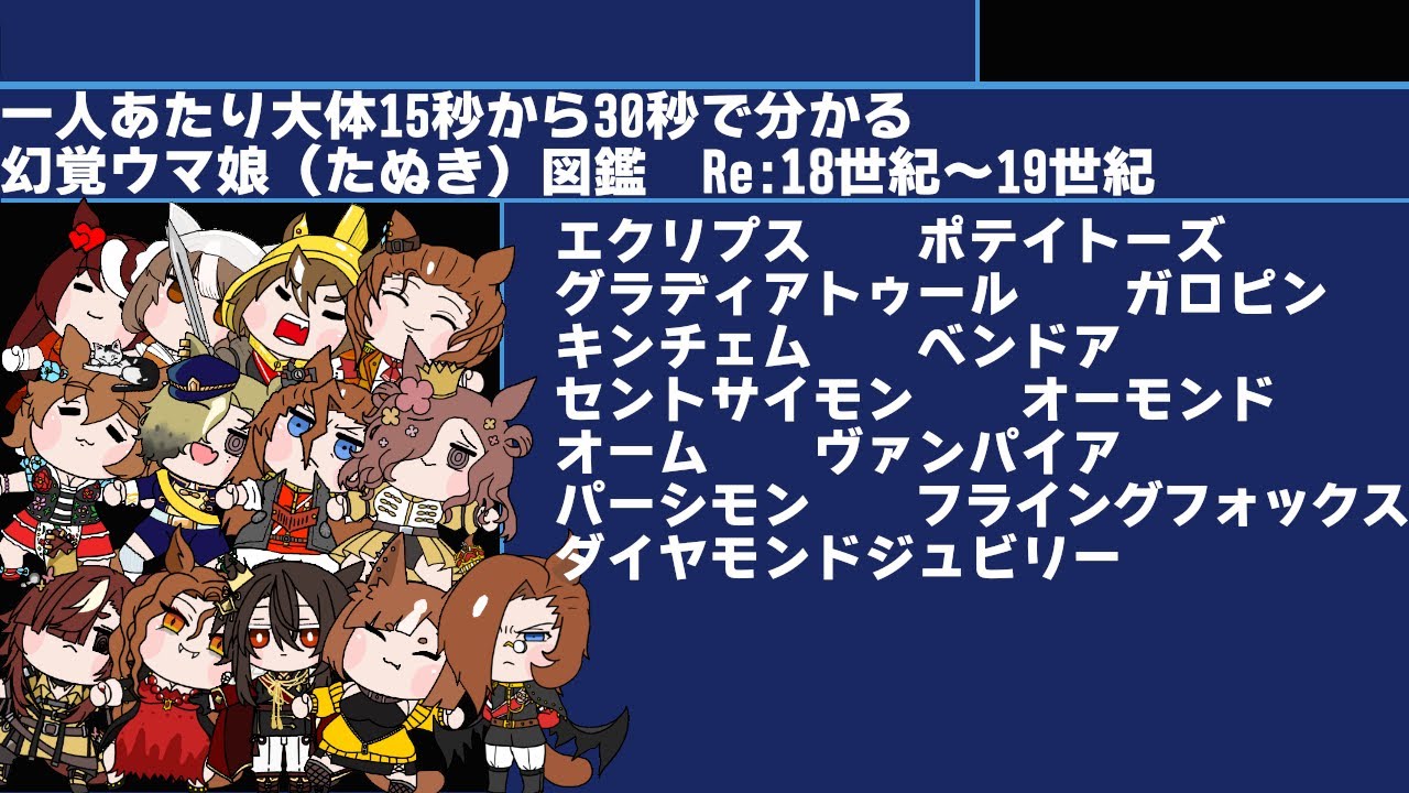 一人あたり大体15秒か30秒でわかる幻覚ウマ娘（たぬき） Re:18~19世紀