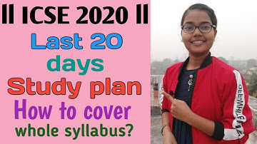 ICSE 2020 ll Last 20 days Study planning for Board Exam ll Master Mind