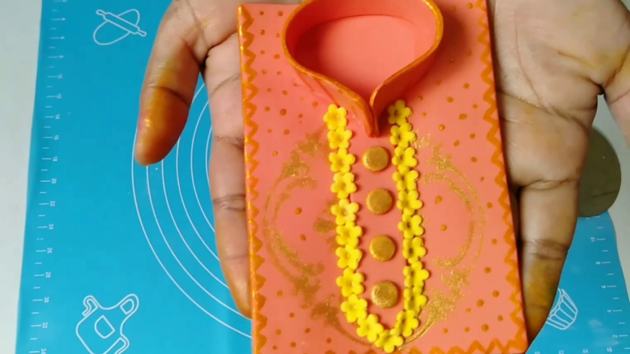 গায়ে হলুদের কেকের জন্য ফন্ডেন্ট দিয়ে পাঞ্জাবি তৈরি / Fondant panjabi for gaye holud cake.