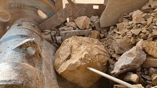 Asmr Giant rock breaker excavator aggregate crush Jaw rock quarry crushing operation#asmrviralvideo