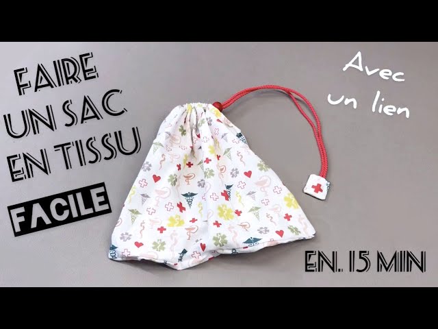 sac à vrac tissu imprimé lavable resserré par un cordon zéro déchet