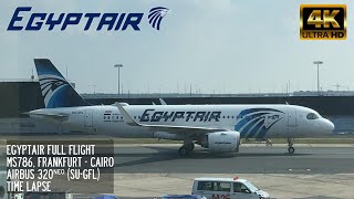 EGYPTAIR, Frankfurt (FRA) - Cairo (CAI), Airbus 320neo, Full Flight, Time Lapse