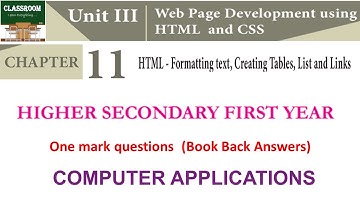 11th computer application chapter 11 HTML Formatting text creating tables list links bookback answer