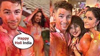 Nick Jonas Playing Holi With Wife Priyanka Chopra And Katrina Kaif At Ambani Family Holi Party 2020