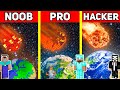 METEOR CRASH CHALLENGE! Minecraft NOOB vs PRO vs HACKER! 100% TROLLING PLANET METEORITE BATTLE FALL