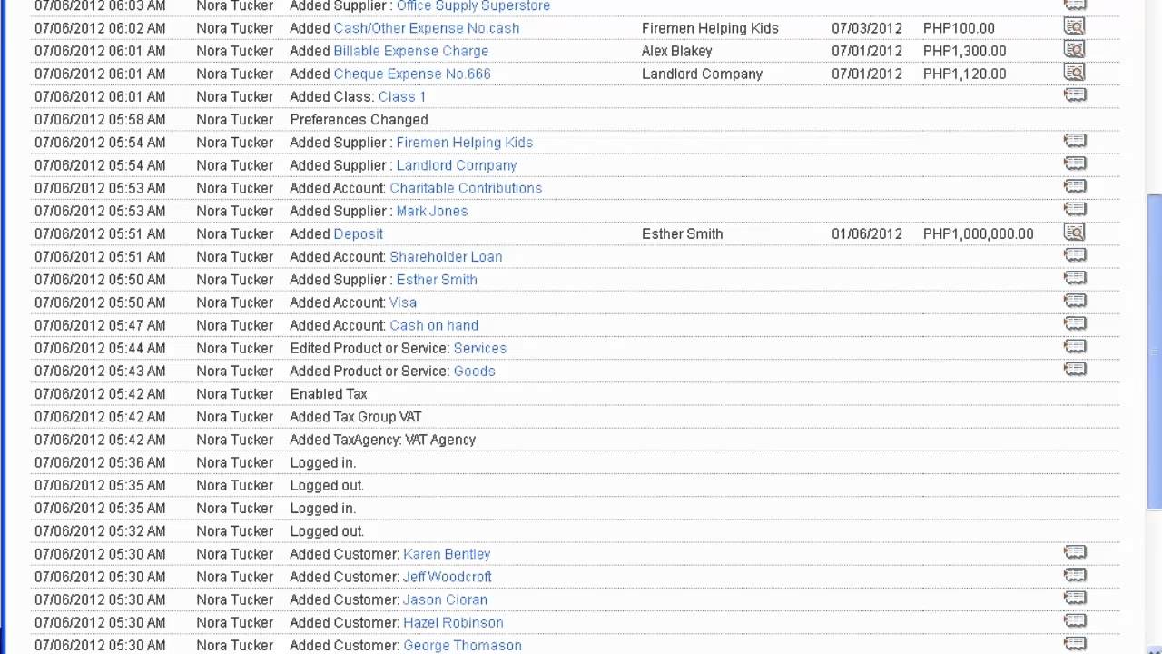 Activity Log Keep track of your staff activitiy using QuickBooks