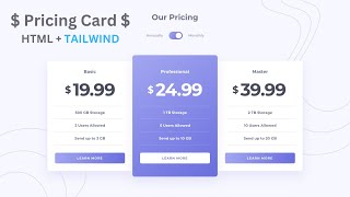 How to make Pricing Card with HTML and Tailwind css