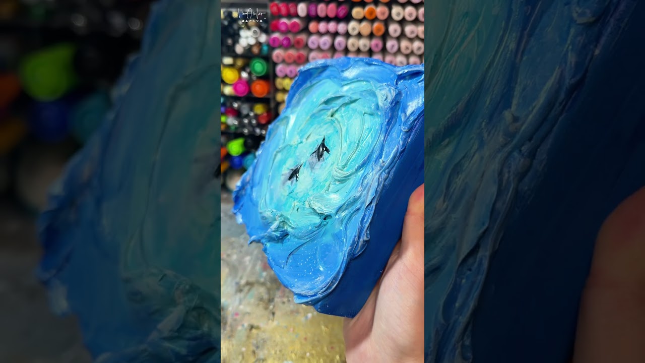 青い絵の具を使いまくったアートが楽しすぎる！！！！ #art #painting #モリモリアート