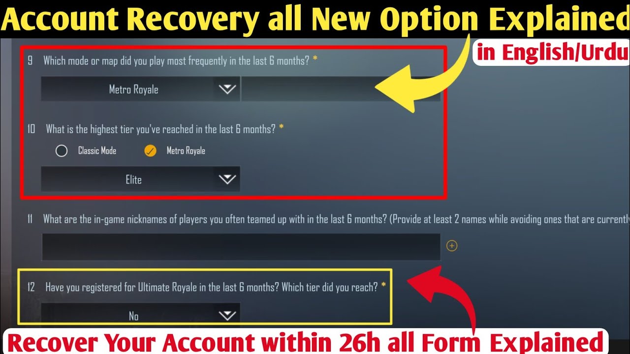 New Features of Account Recovery Form Explained | How to fill pubg ...