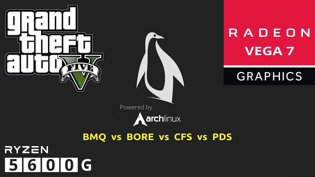 Linux Gaming - BMQ vs BORE vs CFS vs PDS - GTA 5 - Ryzen 5600G + Vega 7