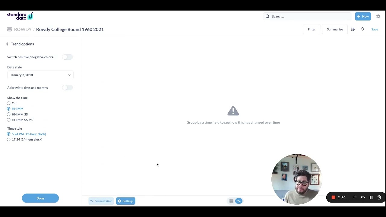 Standard Data - What if the trend visualization in Metabase isn't working for you?