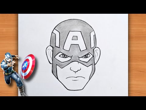 Captain America Drawing ( for kids ) | Avengers drawing | Captain America face Drawing  #avengers