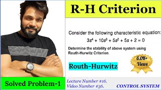 RH Criterion | Solved Problem-1 | Control System