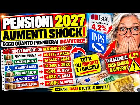 Video AUMENTI PENSIONI 2027 Quanto AUMENTANO gli IMPORTI Dati ISTAT Aggiornati