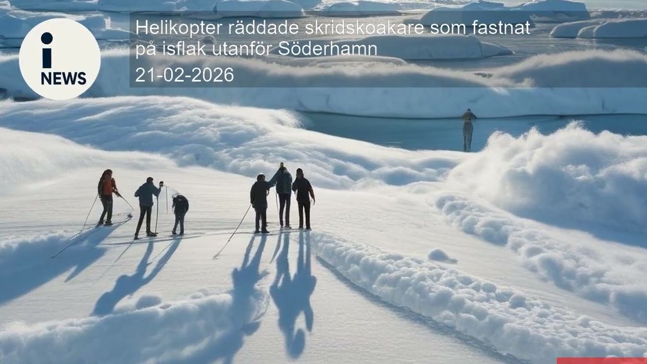 Helikopter räddade skridskoåkare som fastnat på isflak utanför Söderhamn