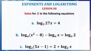 Solving logarithmic equations| Laws of logarithms| Logs| Grade 12 math Ontario