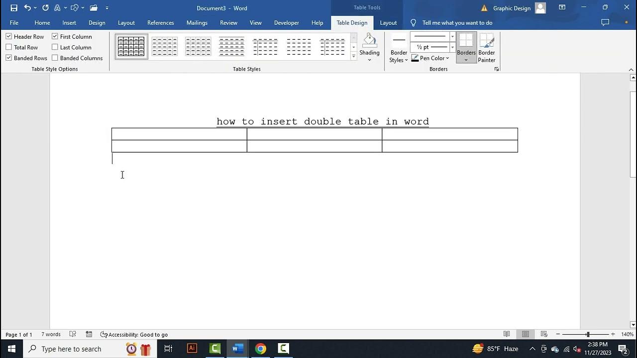 how to insert double table in word YouTube