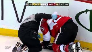 Adam McQuaid hits Chris Neil + McQuaid vs Wiercioch fight . March 11, 2013
