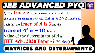 FuNdU IIT ADVANCED 2020 Question | Matrices and Determinants Class 12 | JEE Advanced PYQ | #jee #iit