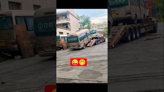 Very Old School Bus Unloading | Skilled Operator Handles Vintage Bus Transport