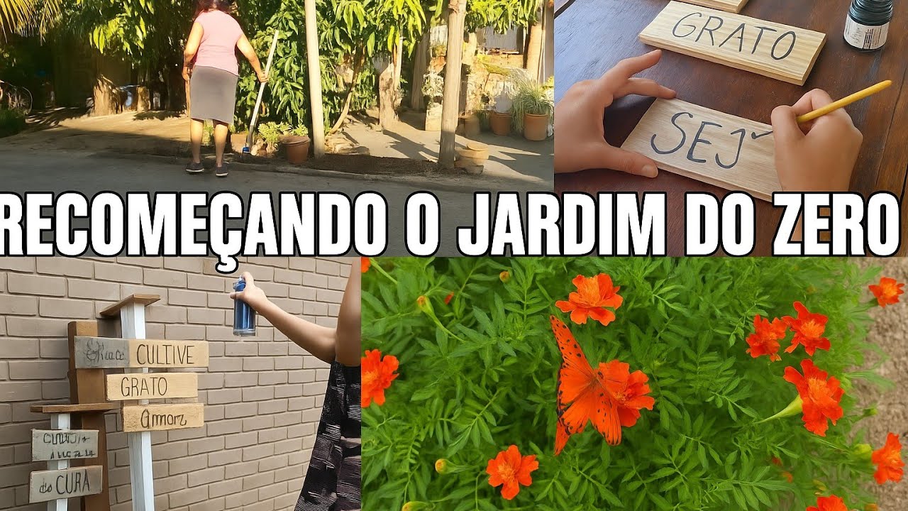 TRANSFORMAÇÃO NO QUINTAL / RECOMEÇANDO DO ZERO / FIZ PLAQUINHAS DECORATIVAS / PLANTEI SEMENTES P.7