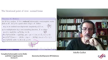 Adolfo Guillot: Complete holomorphic vector fields and their singular points - lecture 4