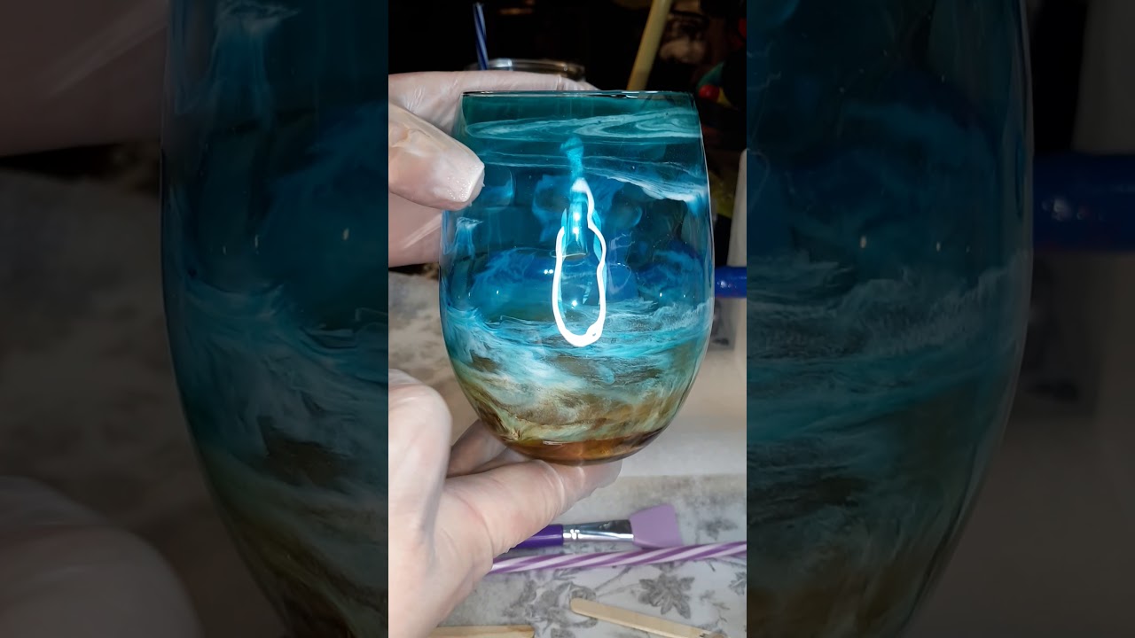 Dollar Tree epoxy beach wine glass