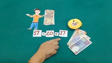 Learn different methods of subtraction  with the help of currency notes in English