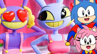 Sonic and Amy Watch JAX Falls in LOVE! The Amazing Digital Circus Animation
