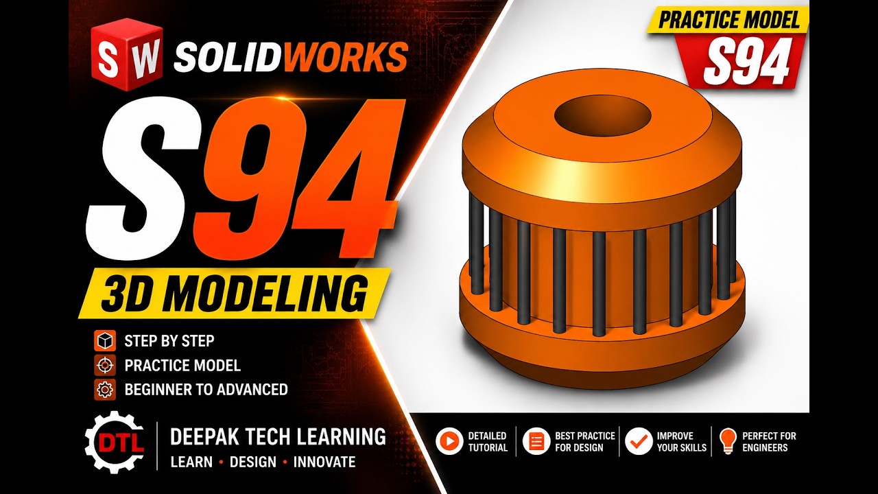 SOLIDWORKS Practice Model S94 | Step-by-Step 3D CAD Modeling