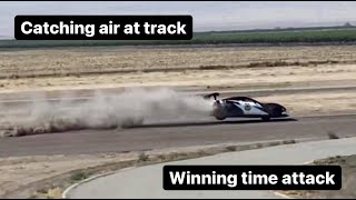 Cross Corvette cacthes air at the track! + Big wing!