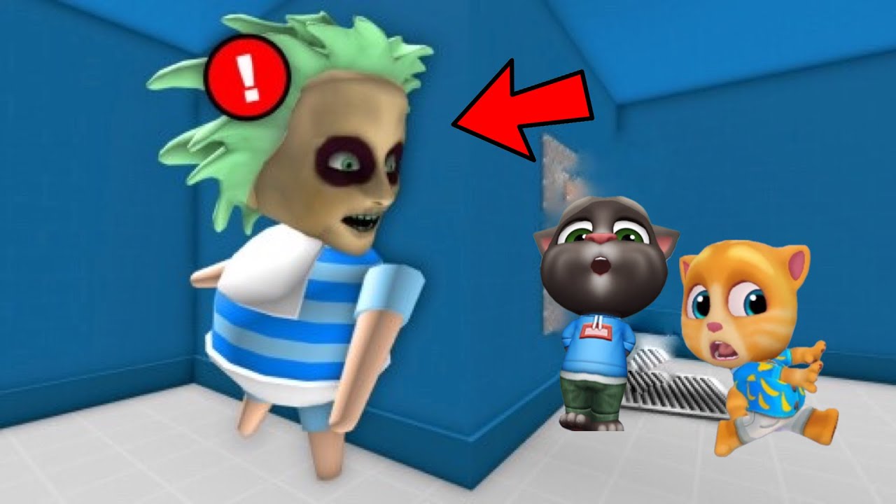 Tom dan Ginger Melarikan Diri Dari Rumah Bayi Hantu! - Roblox My Talking Tom friends