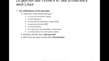 ETRS508 Vidéo 5 Gestion des utilisateurs sous linux