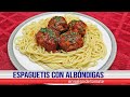 Receta de espaguetis con albóndigas en salsa de tomate