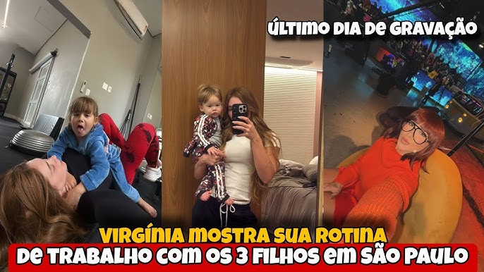 Virginia mostra sua rotina de trabalho com os três filhos em São Paulo