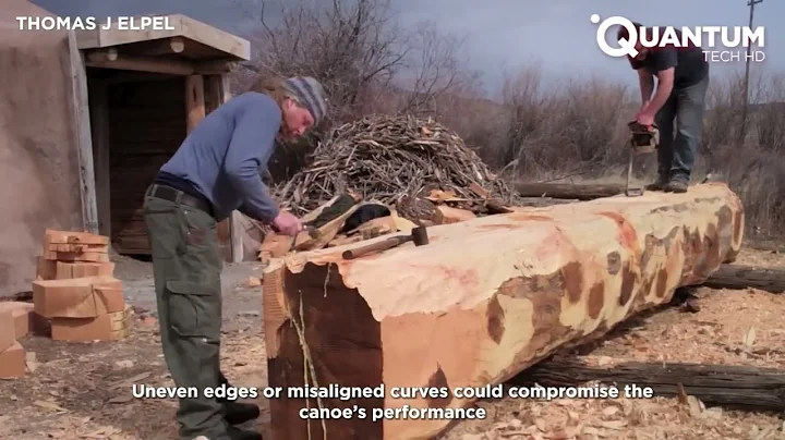 Men Turns Massive Log into Amazing CANOE   Start to Finish Build by @thomasjelpel