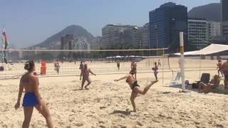 AMAZING Beach Football Skills in Brazil | Beautiful Girls Playing Footvolley on Copacabana Beach screenshot 5