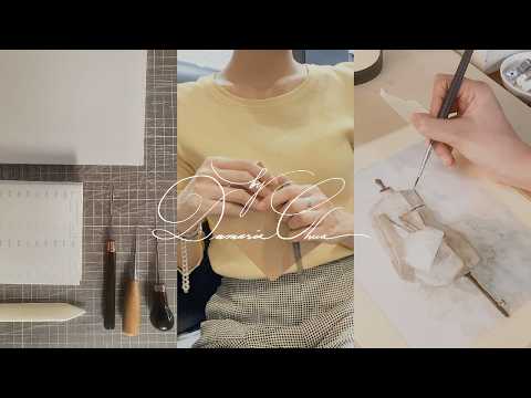artist diaries 💌 practicing bookbinding, painting with watercolors