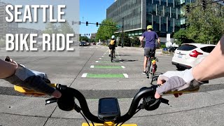 Downtown Seattle to South Lake Union Bike Lanes Tour on my Brompton | 10 Minute Ride w/ Commentary