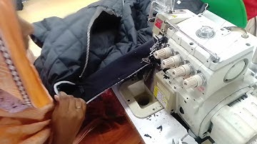 Servicing at collar & cuff join psn by overlock padding jacket excellent method