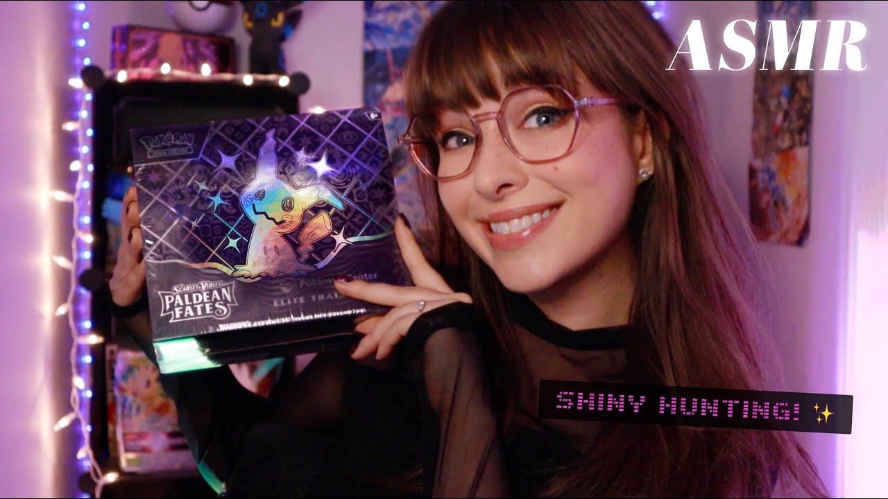 ASMR 👻 ✨Shiny Mimikyu Paldean Fates ETB Unboxing! Whispered Pokemon Card Pack Opening!