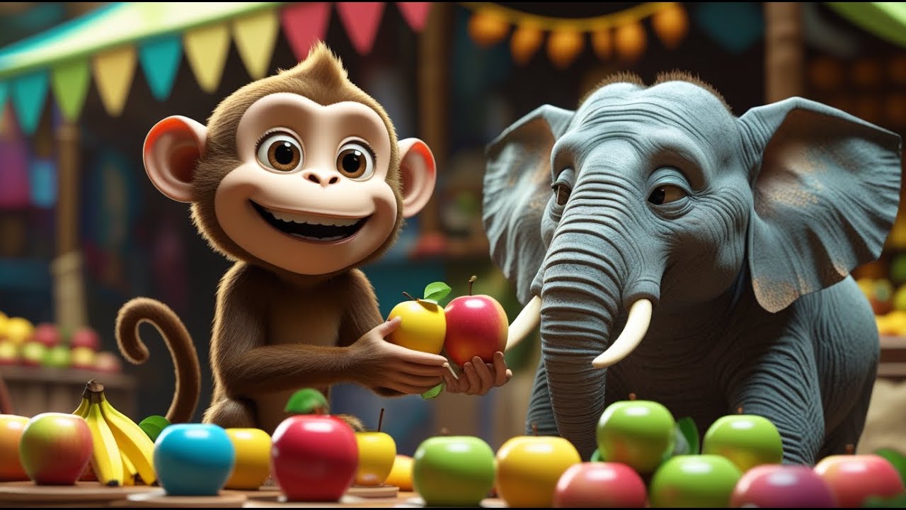 Monkey’s Colorful Fruit Shop Adventure 🍇🐒 | Animated Kids Song | Rhyme Land