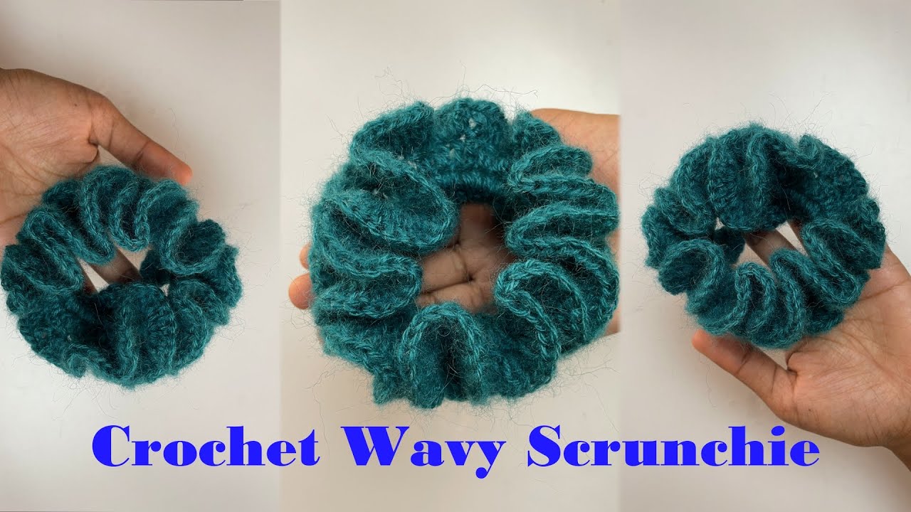 How to Crochet Two layered Scrunchie | Crochet Wavy Scrunchie | A ...