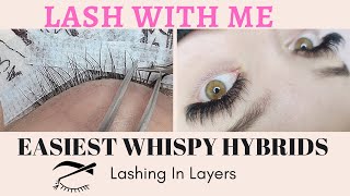 How to: Easiest Wispy Hybrid Set While Lashing in Layers