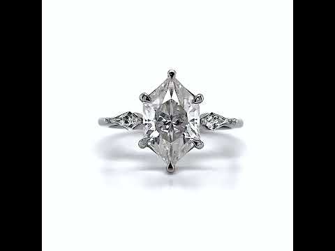 Marquise and Kite Cut Moissanite 3-Stone Engagement Ring ring video