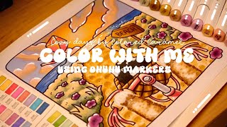 Color with me (ASMR) 🌅🌊 'Cozy Moments‘ by Colored Caramel ✨ Ohuhu markers 🌱✏️ #adultcoloring #asmr