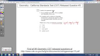 Geometry - CST Released Question #3 (Deductive Reasoning)
